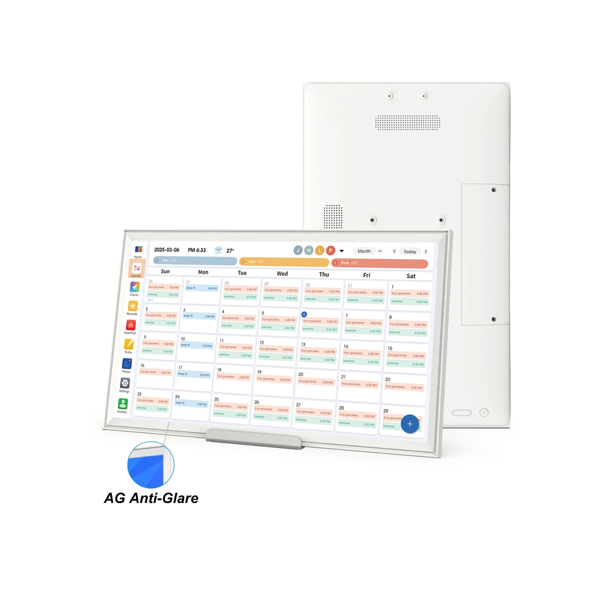 21,5 Schermo pianificatore digitale da parete da 32 pollici Cornice per foto Calendario Touch Screen Android AG Antiriflesso per orari familiari