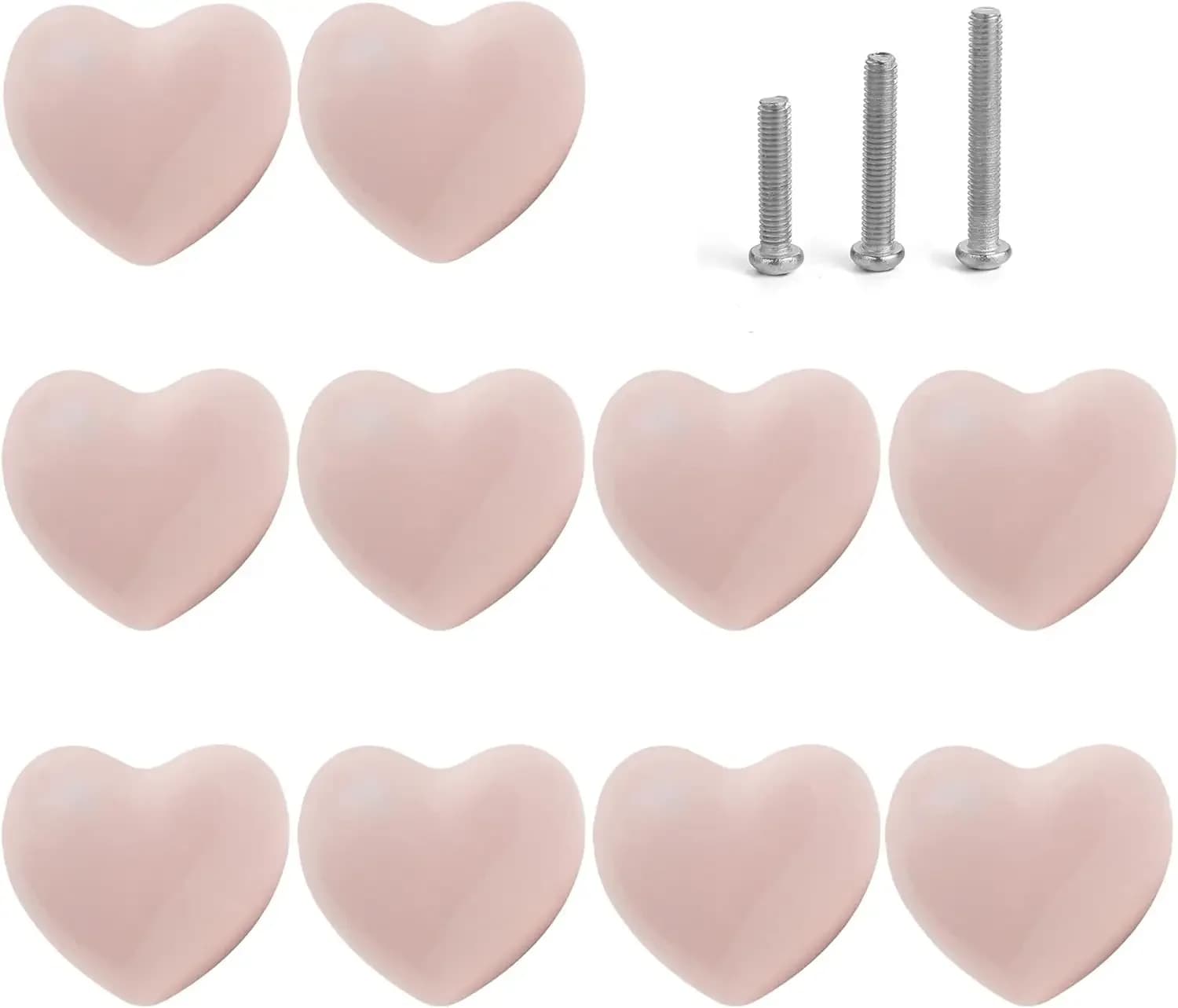 Manopole per cassetti in ceramica maniglie per comò per armadietto a forma di cuore con 3 viti di dimensioni, manopole per mobili da cucina per armadio