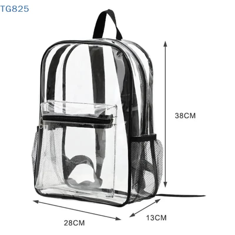 【AN】【AN】Transparent PVC Outdoor Sports Fitness Knapsack Casual Travel Visible Backpack Large Capacity Waterproof Shoulders Bag
