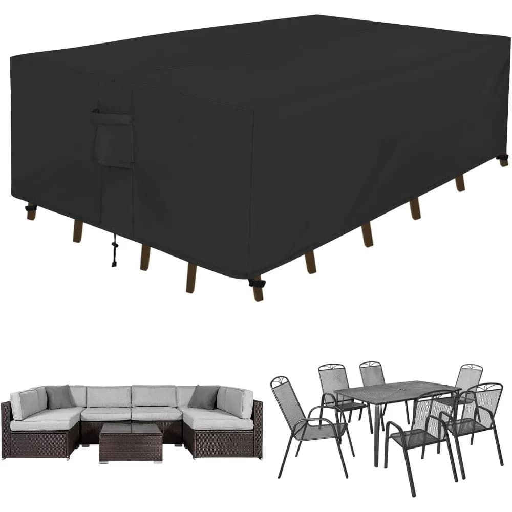 Fodera per mobili da giardino rettangolare Fodera impermeabile per tavolo da pranzo e sedia da esterno Fodere per set di divani componibili esterni anti-UV
