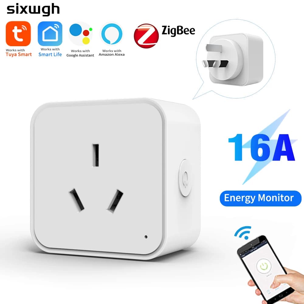 Presa Intelligente ZigBee AU | Richiede Gateway | Telecomando/Controllo vocale/Monitoraggio energetico/Supporto memoria di spegnimento Compatibile con Alexa/Google Home