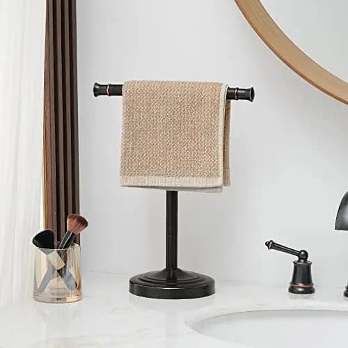 13 Inch Oil-Rubbed Bronze Freestanding T-Shape Towel Holder For Bathroom Kitchen Countertop, Stainless Steel Build