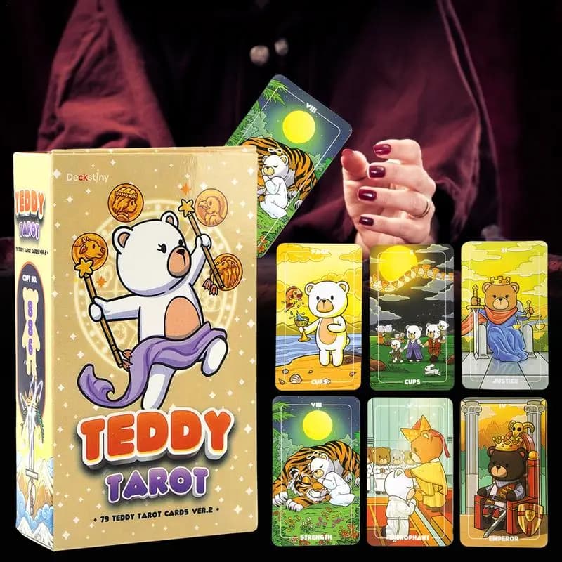 Versione inglese TeddyTarot Decks 78 Oracle Cards divinazione tavolo gioco da tavolo Chubby Bun tarocchi Deck per principianti