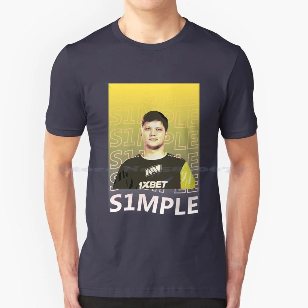 S1Mple Csgo T Shirt 100% cotone Tee S1Mple Esports Cs Go Csgo Fade Game Steam Counter Strike Simple Csgo Csgo Major Csgo Player