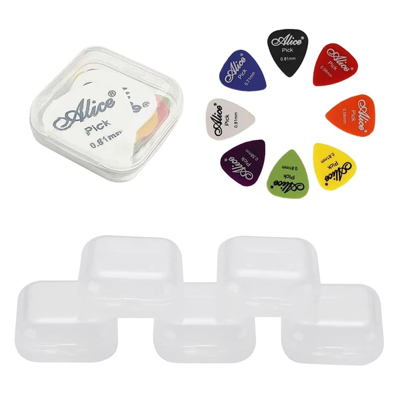 6/10pcs pagaie per chitarra con scatola resina smerigliata Pick String strumento chitarra Bass accessori parti scatola portaoggetti per pellicole per dita TMZ