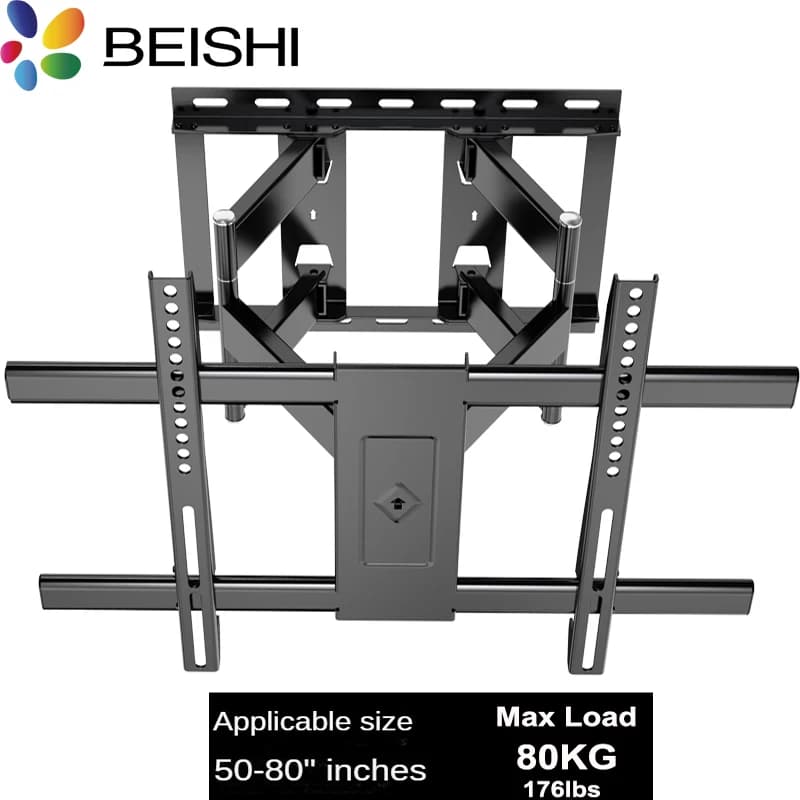 BEISHI Rack Full Motion TV Staffa per montaggio a parete per 32"-80" Articolazione 6 bracci TV Montaggio a parete Staffa di inclinazione a movimento completo TV