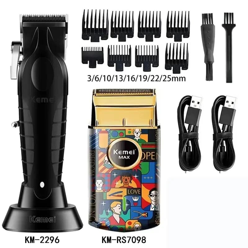 Kemei Hair Clipper Km-2296 Km-418 Km-RS7098 Barber Blading Hair Cutting Machine Clipper Grooming Cordless Rechargeable Shaver