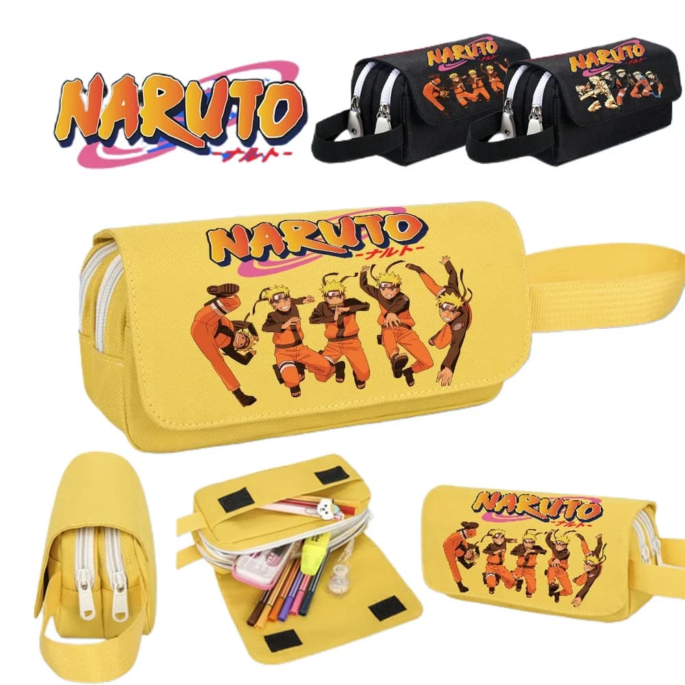 Astuccio Naruto con Doppia Cerniera per Ragazzi e Ragazze, Portapenne Scolastico, Astuccio per Studenti, Borsa per Cancelleria Sasuke, Astuccio Anime, Regalo