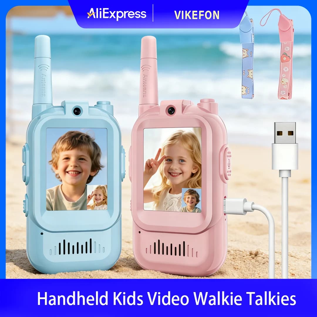 Video Walkie Talkie per bambini Videocitofono ricaricabile portatile da 2 pezzi Giocattoli per interni ed esterni per ragazzi e ragazze dai 3 ai 12 anni Regali