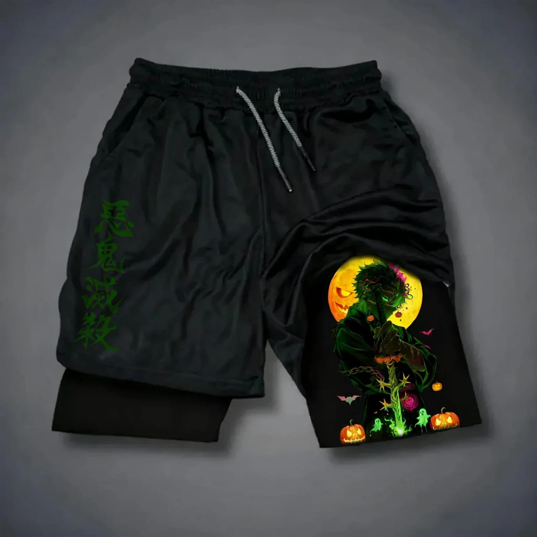 Sports Shorts Printed Demon Slayer Anime New 2025 Summers Men's Fashion and Women's Fitness Swimming Hiking 2-in-1