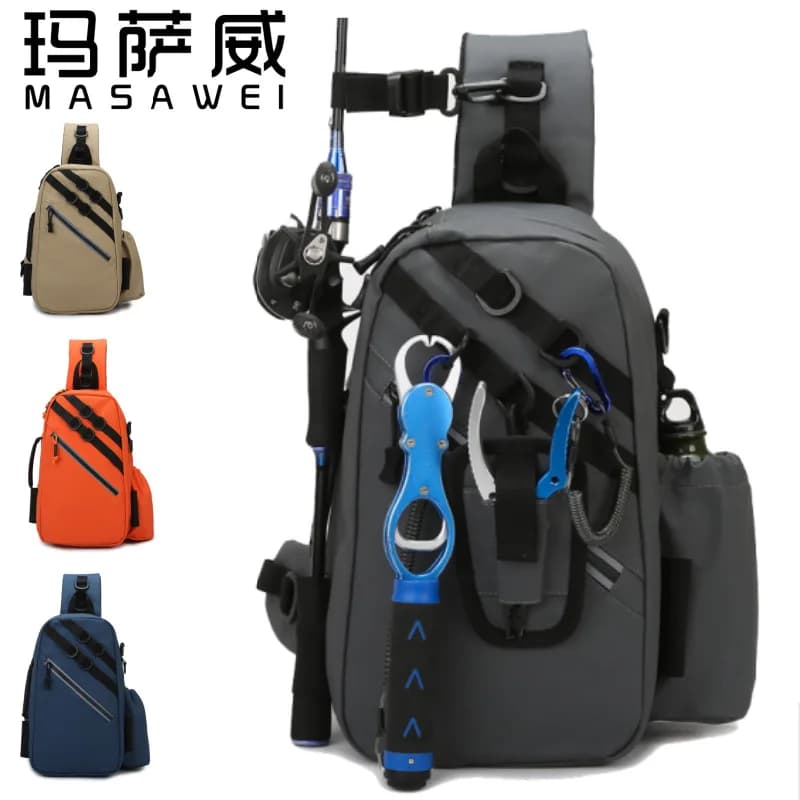 Borsa a tracolla per zaino da equitazione all'aperto leggera in tessuto Oxford impermeabile, borsa da pesca multifunzionale su strada