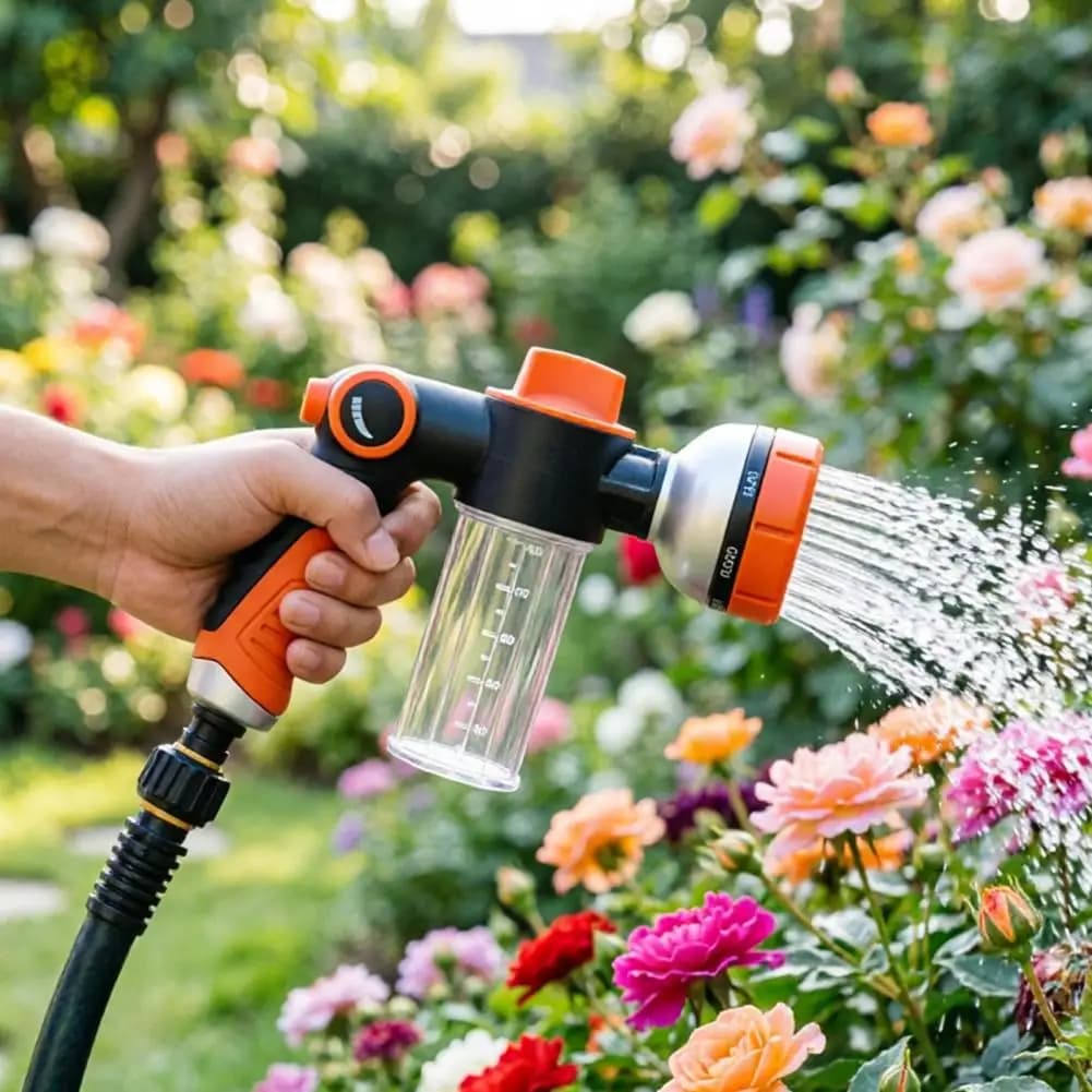 Ugello per Tubo ad Alta Pressione Antiscivolo con Schiuma, Spruzzatore a 8 Modelli di Spruzzo, Premium per Giardino e Cani
