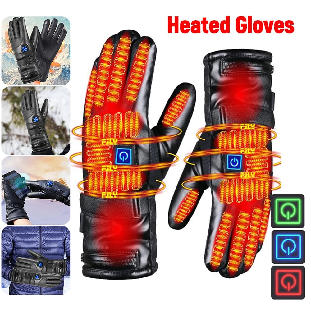 Rechargeable Heated Gloves Waterproof Heated Gloves at 3 Temperature Levels Cold climate gloves for outdoor motorcycle cycling