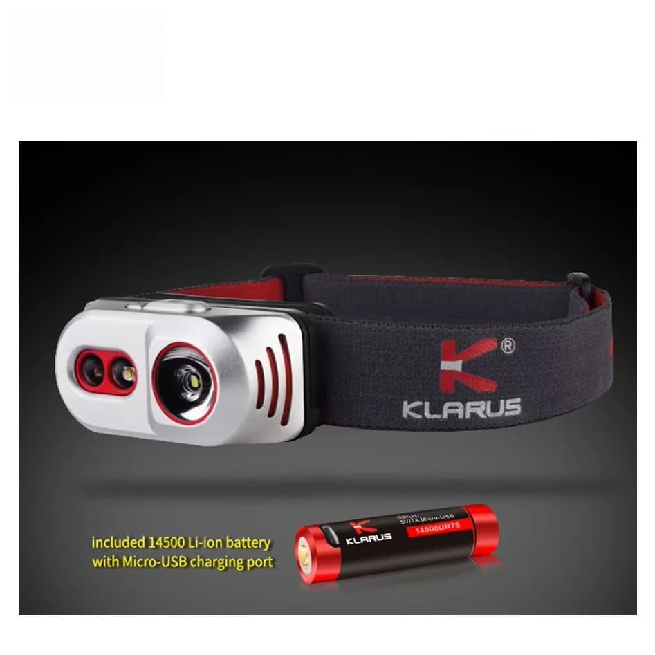 Lampada Frontale KLARUS H1A in Titanio, LED 550LM, Batteria 14500 con Ricarica Micro-USB