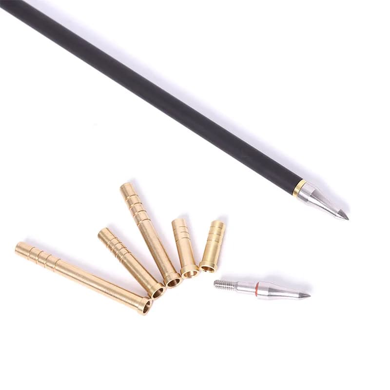 24 pz Tiro Con Arco Freccia Inserto di Rame 6.2mm 37-350Grain Inserto Punta di Freccia Broadhead Connettore Arco Freccia Tiro Caccia accessori