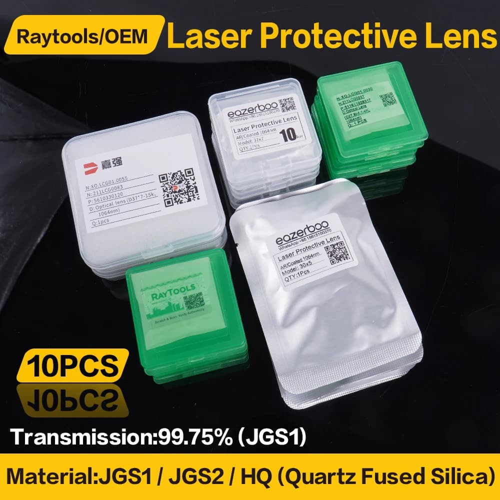 10 Pezzi Lenti Protettive Laser 37x7 10kw 30x5 27.9x4.1 24.9x1.5 per Teste di Taglio a Fibra Ottica Raytools Precitec WSX