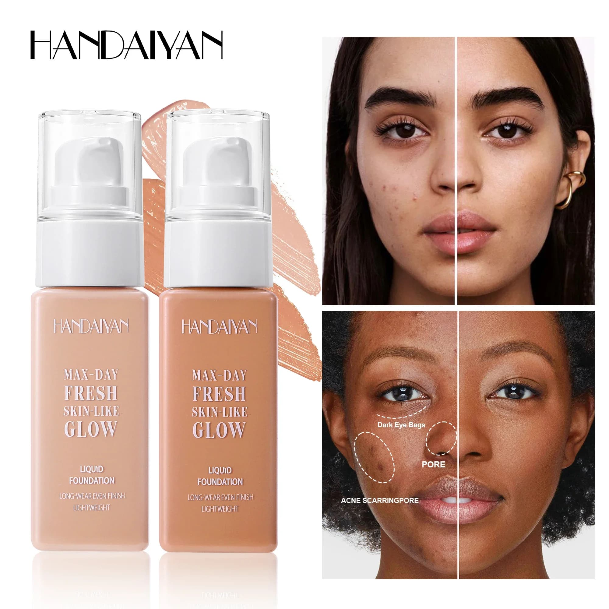 Fondotinta liquido a lunga durata Copertura completa Finitura opaca Controllo olio Crema correttore impermeabile Base per trucco illuminante naturale