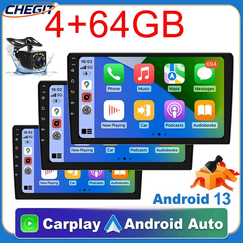 Universale 7 "/9"/10 "2DIN Android 13 4 + 64G Stereo per auto Carplay Android Auto Navigazione GPS Bluetooth FM RDS Radio WIFI Touchscreen
