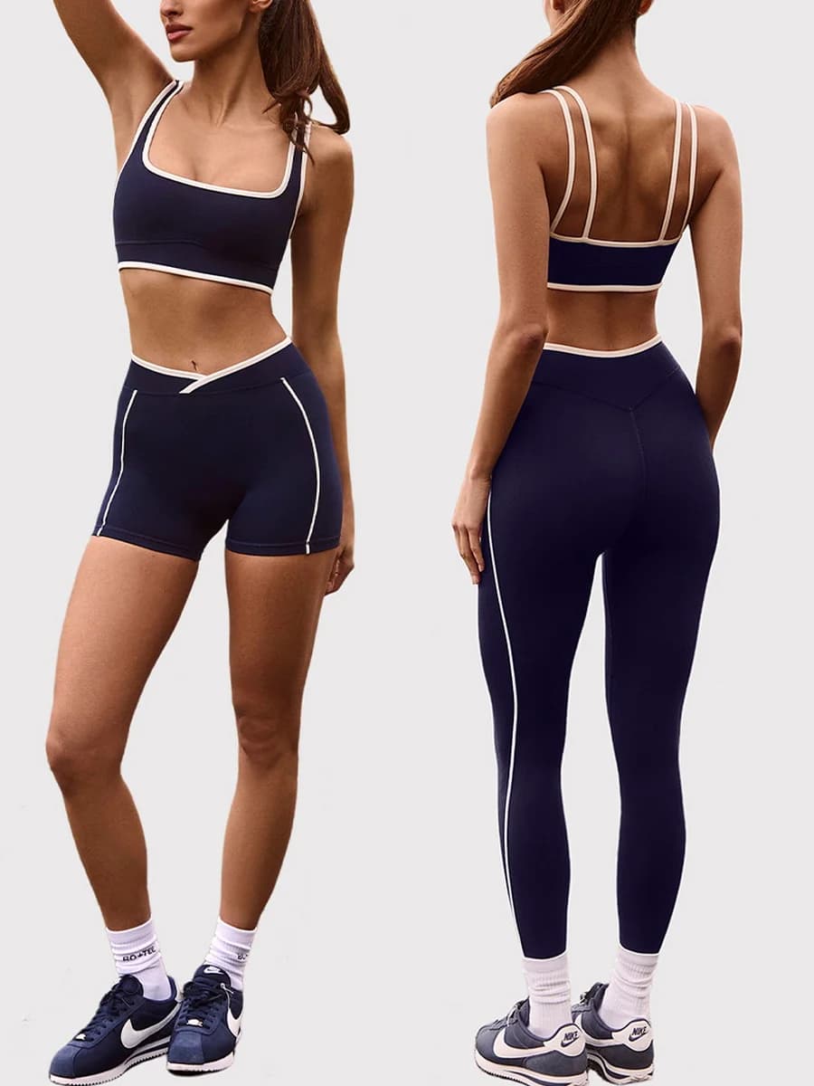 SEEKSUC Women's Yoga Suit Nude Comfortable Bra Abdominal Compression Leggings Shorts Gym Fitness Sports Set