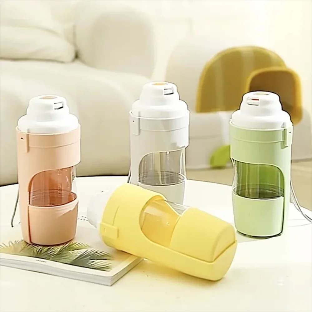 Portable Dog Water Bottle, Travel Pet Feeder with Food Container, Foldable Bowl, Leakproof Drinking Bottle for Dogs Cats Outdoor