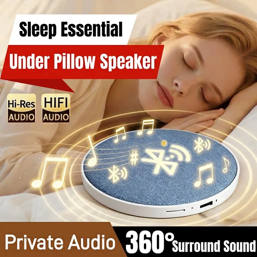 2026 New Wireless Pillow Speaker for HiFi Stereo Sound Private Audio No Disturb for Sleep Aid Surround Sound Bluetooth 5.4
