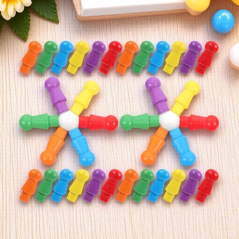 120 Pezzi Colorati di Scacchi Cinesi in Legno, Pezzi Vibranti per Giochi da Tavolo, Sostituzione delle Pedine per Giochi di Strategia, Set di Scacchi per Bambini