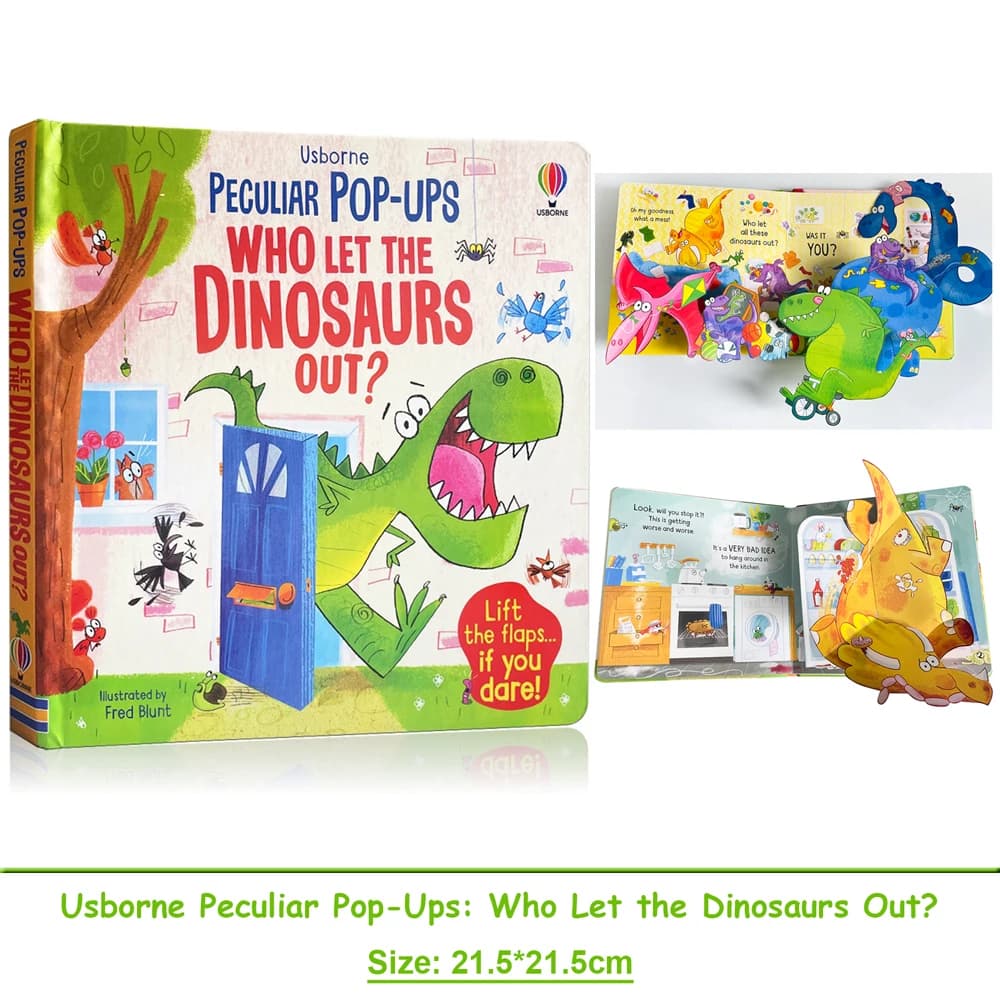 Usborne particolare pop-up che lasciano i dinosauri fuori 3D pop-up libri illustrati a sorpresa nascosti libro di lettura di interazione genitore-figlio