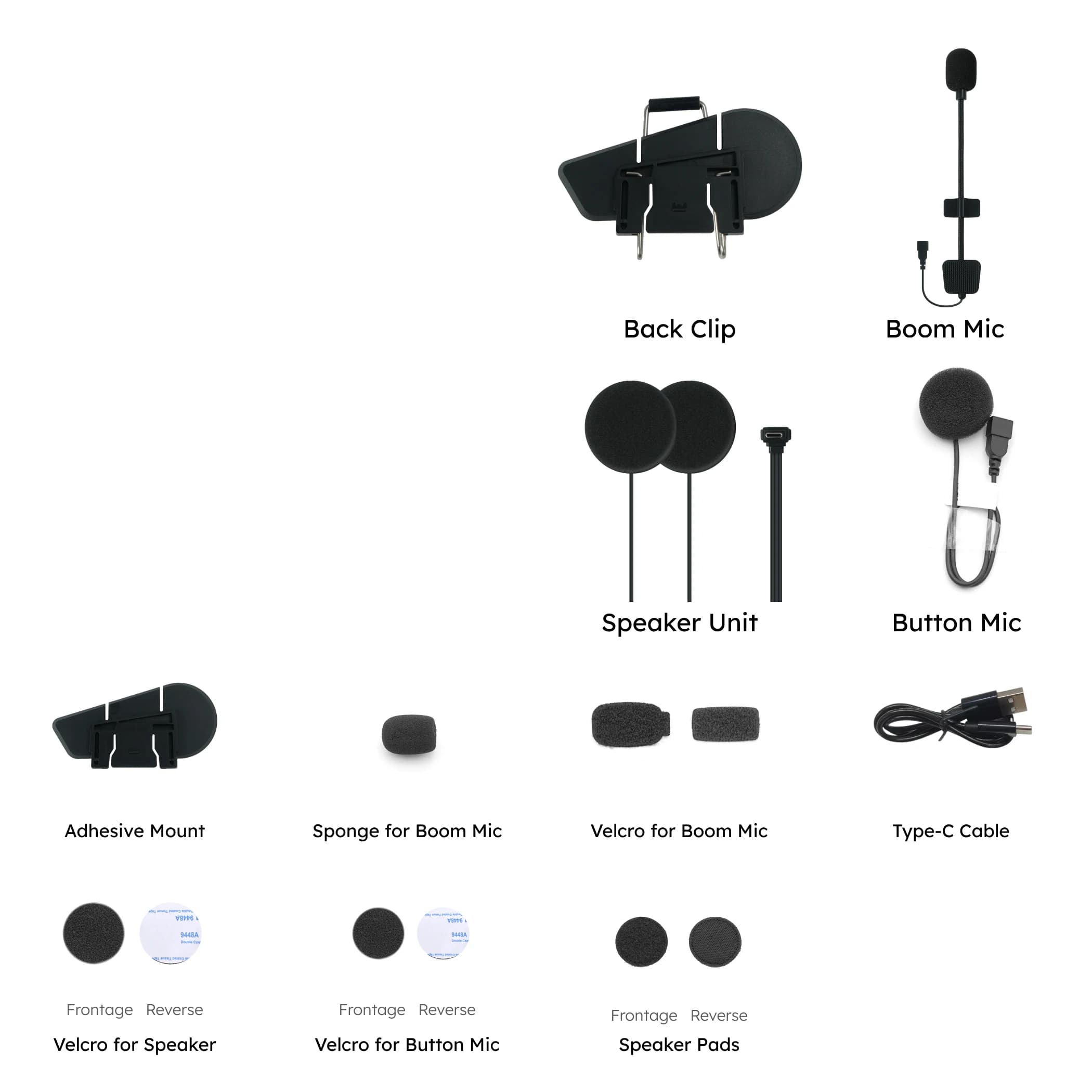 ASMAX D9 Set Clip Posteriore per Moto Bluetooth, Auricolare Universale con Altoparlante da 40MM (Soft Wheat e Hard Wheat) + Clip Posteriore