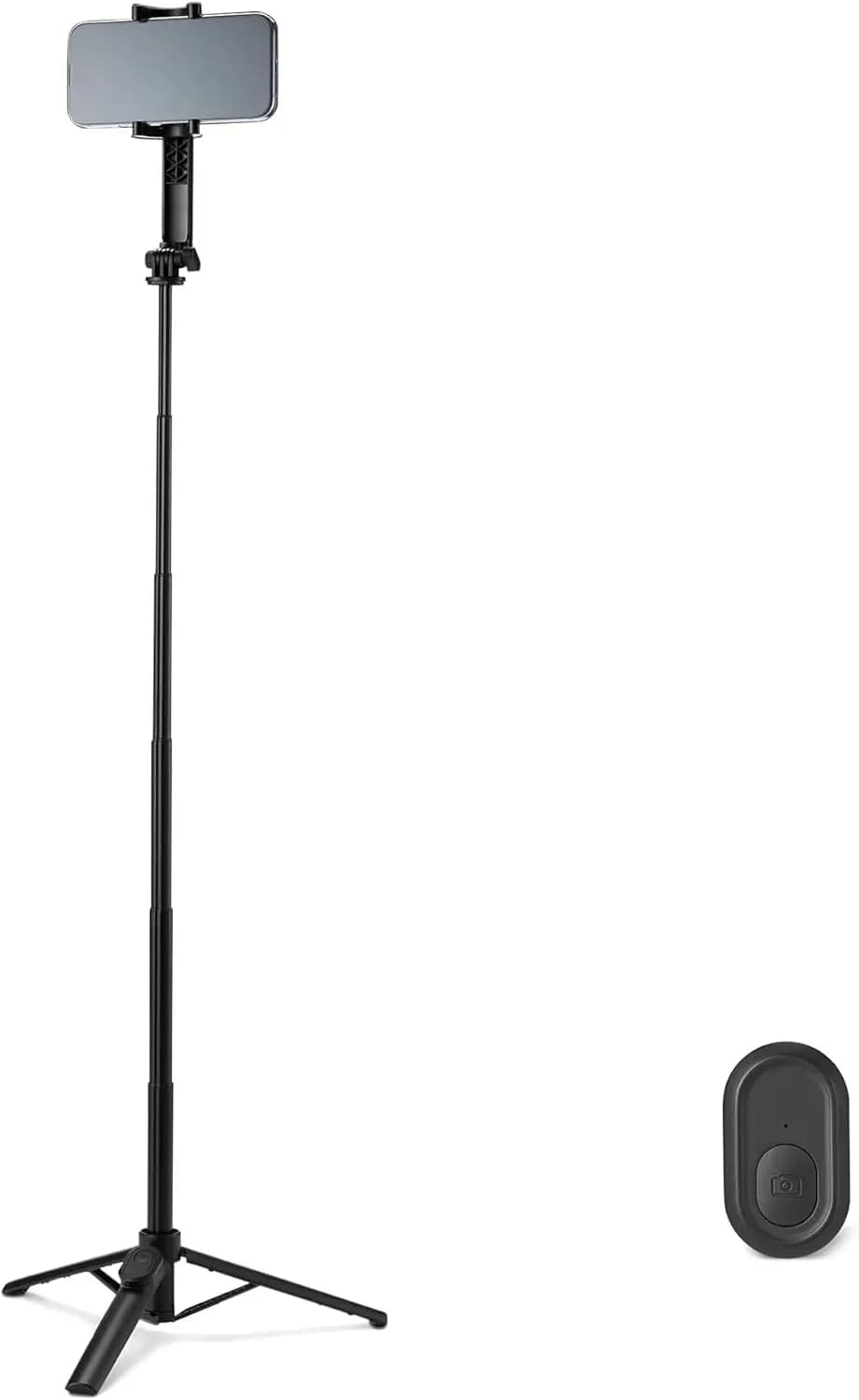 Mini treppiede portatile per selfie stick per telefono con telecomando staccabile, rotazione a 360 gradi, portata di 30 piedi, nero
