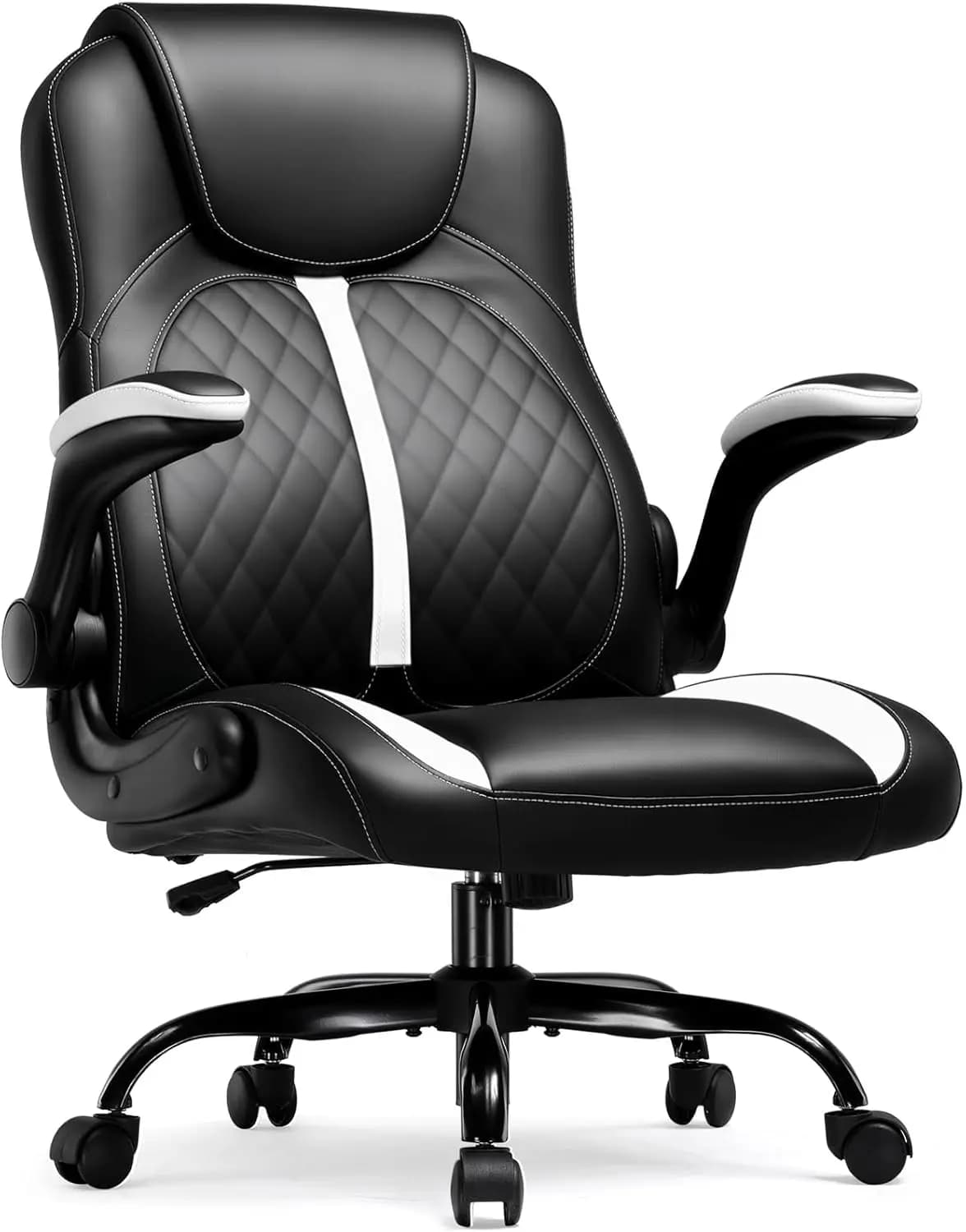 Office Computer Gaming Chair Ergonomic Desk Chair for Adults with Lumbar Support Flip-Up Arms Adjustable Height Swivel Wheels PU