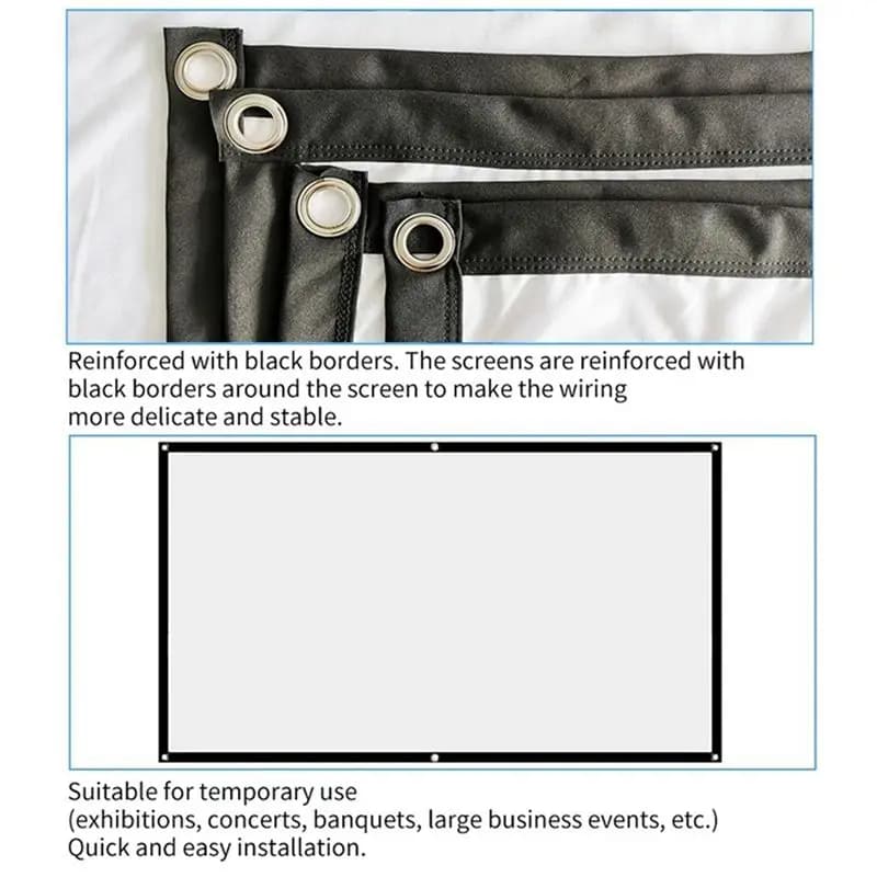 T28C Portable Projector Screen for Home Theater Outdoor HD White Foldable Anti-Crease (120Inch)