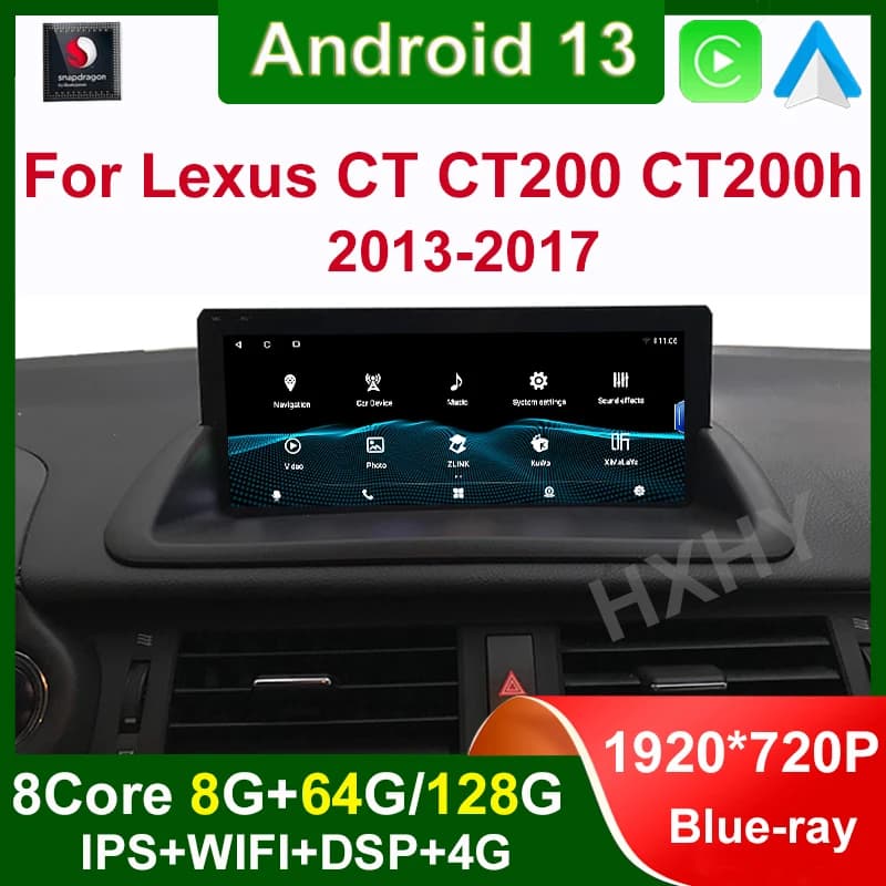 Android 13 8 + 128G Qualcomm Auto Carplay Lettore DVD per auto per Lexus CT CT200 CT200h 2013-2017 Radio Navigazione Multimediale Stereo
