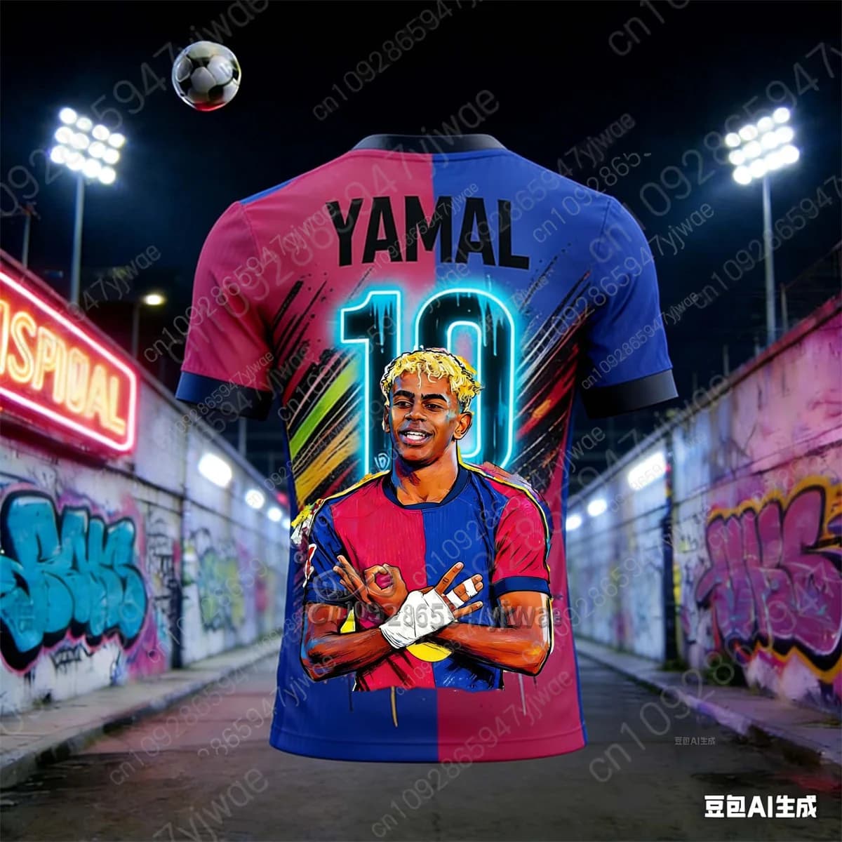 Star Yamal Spanish football sweater printed in 3D T-Shirt breathable fast drying workout T-Shirt summer for adults