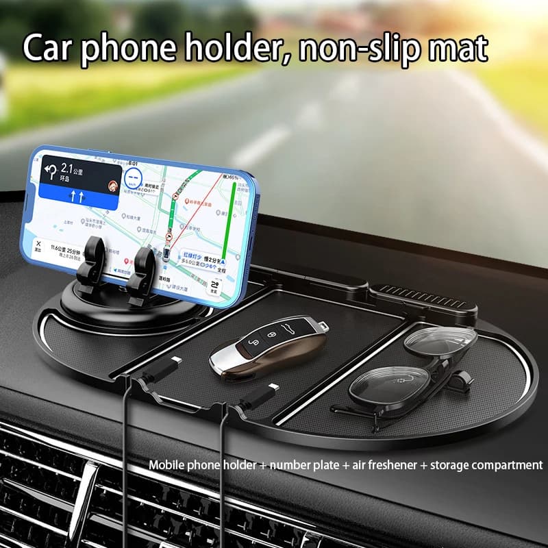 NUOVO Tappetino Antiscivolo per Cruscotto Auto 360° ° Supporto per Telefono da Auto Multifunzione, Porta Occhiali, Porta Numero di Parcheggio, Deodorante per Auto