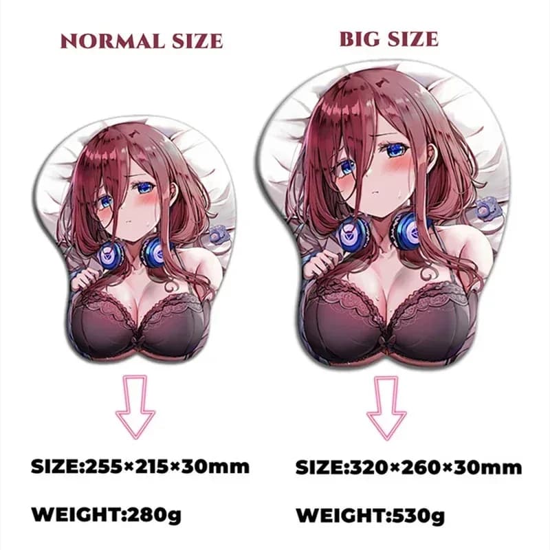 CyCustom Tappetino per mouse 3D di grandi dimensioni Personalizzazione anime Tappetino da scrivania sexy Oppai Kawaii con poggiapolsi per giocatori con mousepad