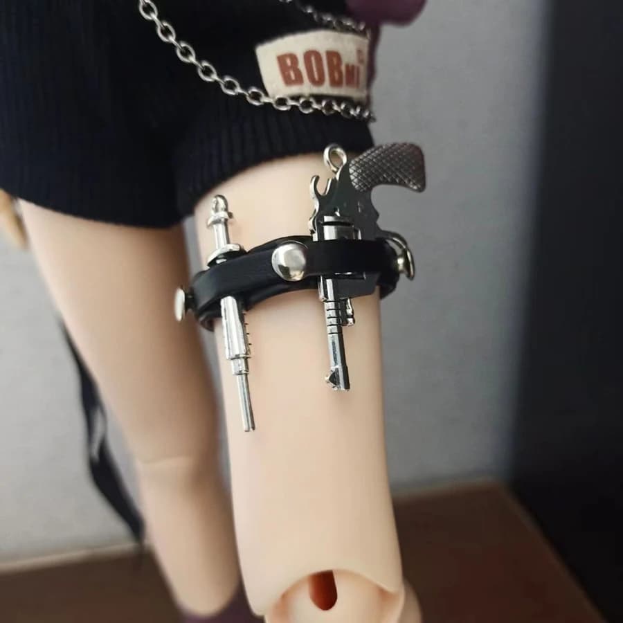 Accessori per cinturino in pelle con anello per gamba per bambola BJD per 1/4 1/6 1/3 Dimensioni bambola carina Anello per gamba per bambola punk Accessori per bambola BJD