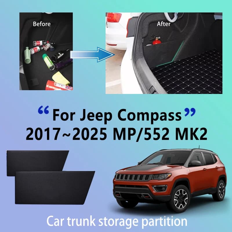 Accessori auto Per Jeep Compass 2017 ~ 2025 24 MP/552 Bagagliaio Partizione di Stoccaggio Multifunzione di Stoccaggio Auto Parti Interni organizzatore