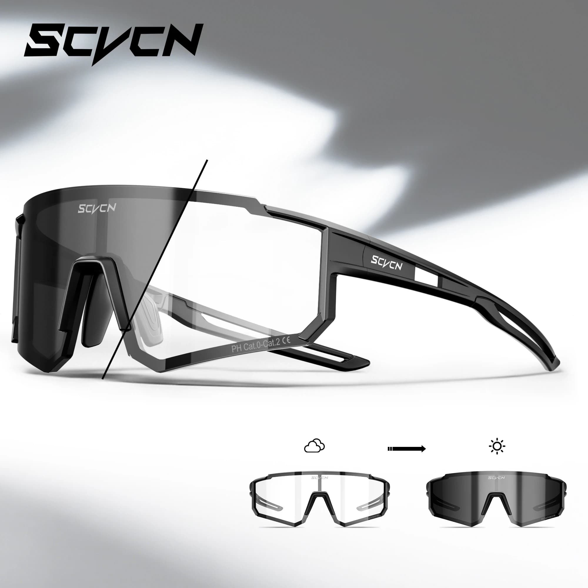 SCVCN Men UV400 Outdoor Sport Cycling Sunglasses Women Travel Camping Glasses MTB Bike Cycling Hiking Eyewear Ultralight