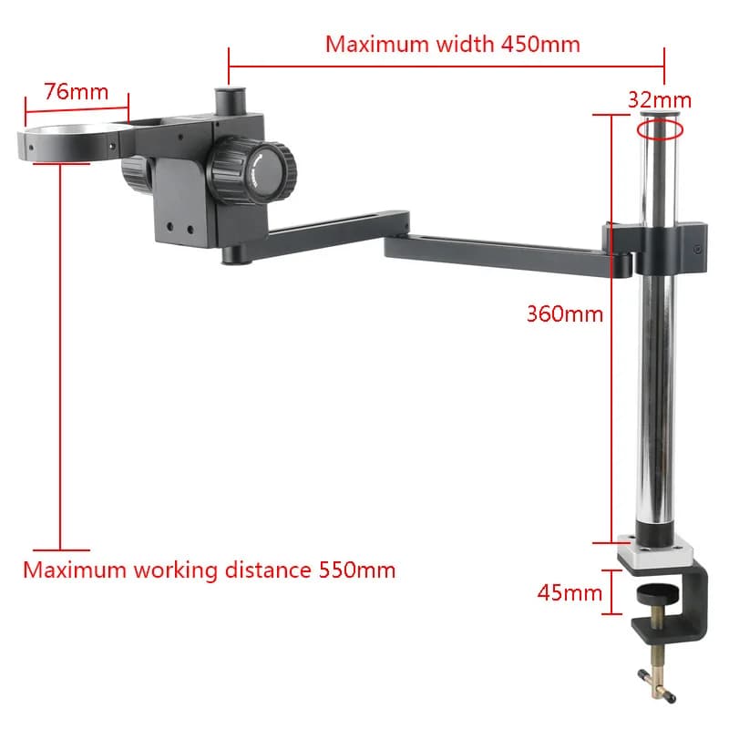 Staffa per morsetto per braccio girevole con direzione regolabile Supporto per microscopio trinoculare stereo con obiettivo per microscopio monoculare universale da 50 mm 76 mm