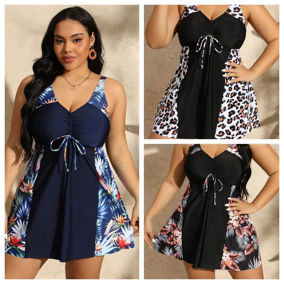 Stampa Abiti in due pezzi Costumi da bagno taglie forti Tankini Donna Vita alta Costume da bagno con curvy Beach brasiliano Lady Big (13)helyь???ilikк ж Dön Dön Dönilik