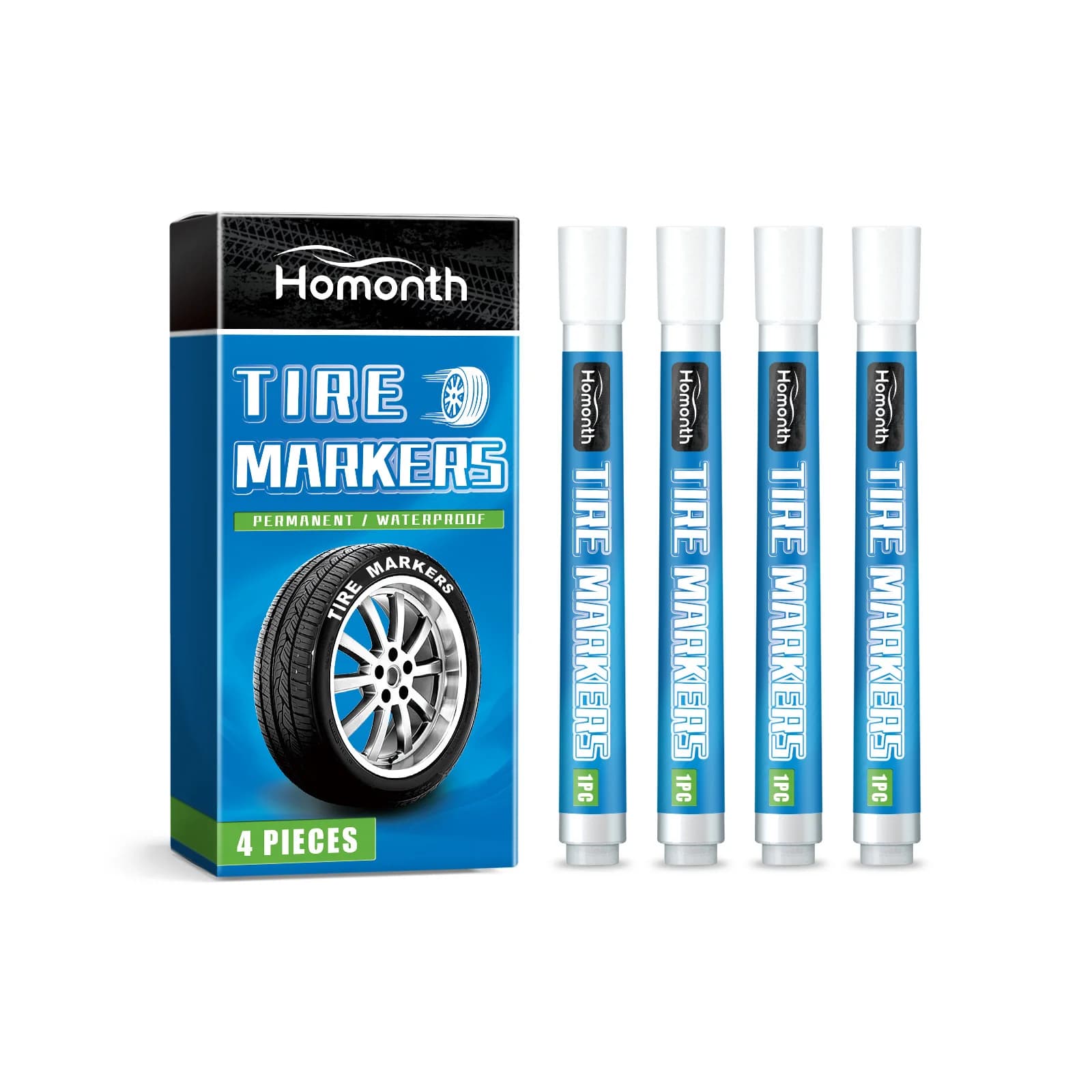 Homonth White Tire Paint Pen, Car Tire Paint Pen Does Not Fade Color Creative Diy Oil Pen