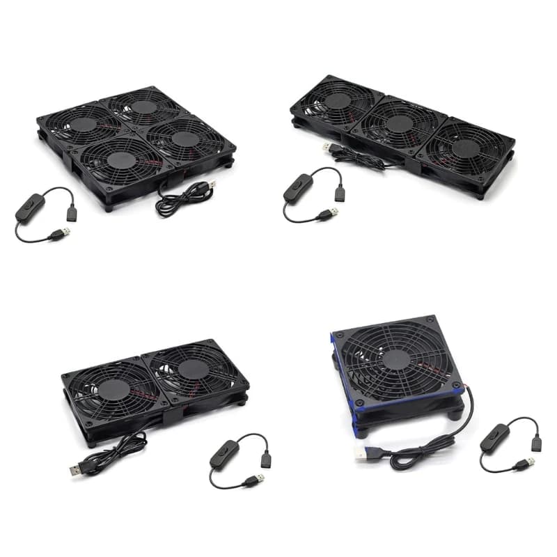 Ventola multiuso alimentata tramite USB da 120 mm per migliore raffreddamento router, server, workstation supporti per