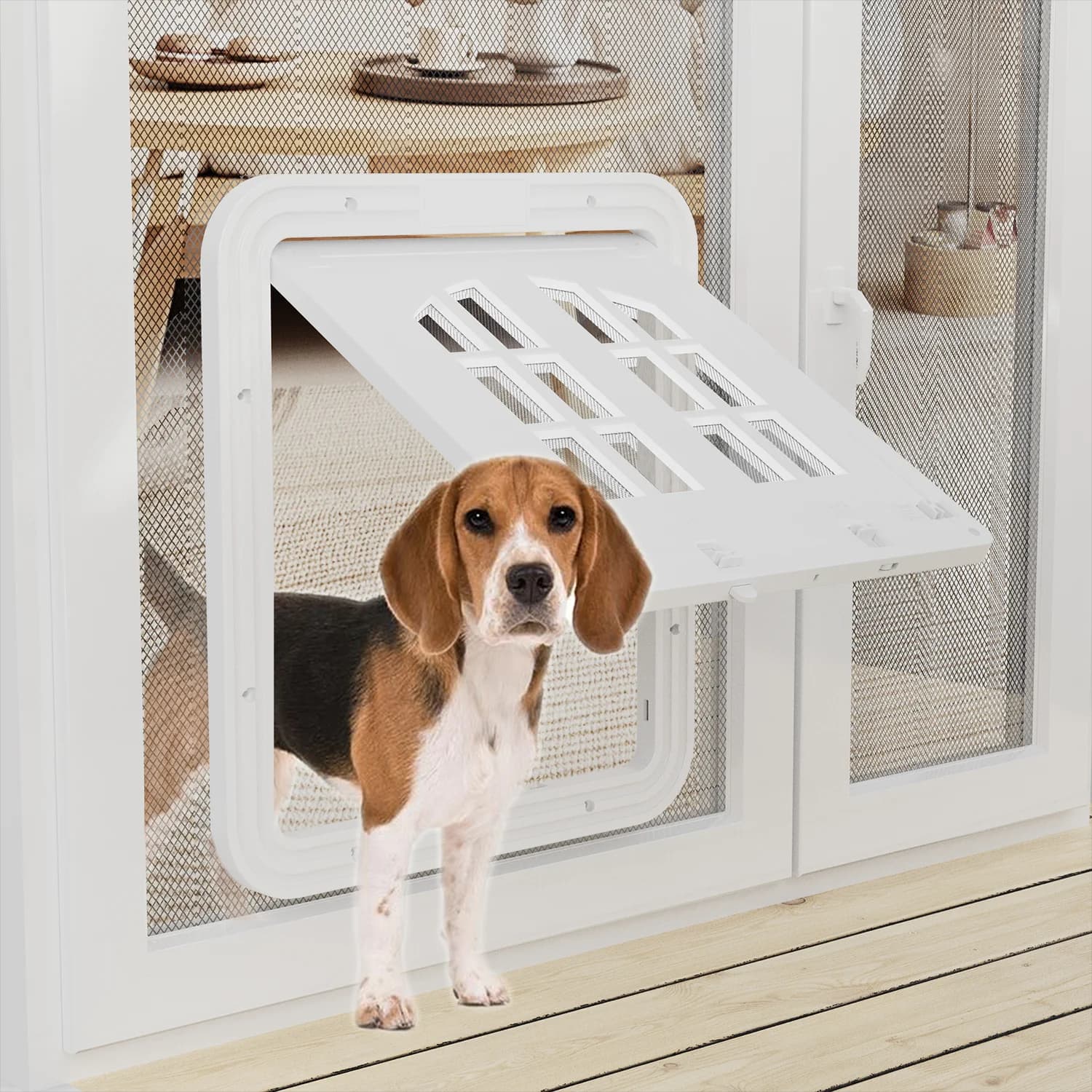 Forniture per animali domestici di vendita calde Controllo porta schermo di quinta generazione Direzione ingresso e uscita Foro porta gatto Adatto per l'installazione di porte finestre con sabbia