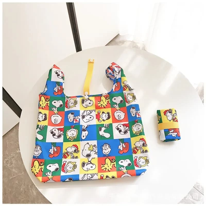Borsa per la spesa riutilizzabile con cartone animato Snoopy, borsa in tessuto pieghevole ultraleggera e portatile, borsa per il pranzo, borsa per la spesa per articoli vari quotidiani
