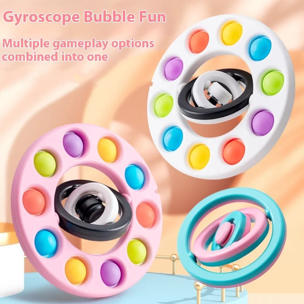 Bubble Wheel Fidget Spinner Flip 3D Rotazione manuale per adulti e pressatura Bubble Giocattolo antistress Giroscopio sensoriale per bambini
