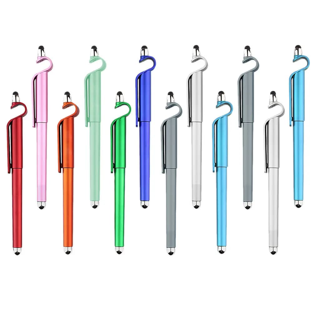 1 set di penne gel touch screen, eleganti penne ricaricabili con supporto per cellulare, clip per notebook, articoli di cancelleria multiuso