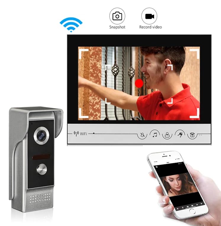 Monitor TFT da 9 pollici Wired WIFI IP Campanello Videocitofono esterno impermeabile Citofono Visualizzatore spioncino visivo Controllo accessi