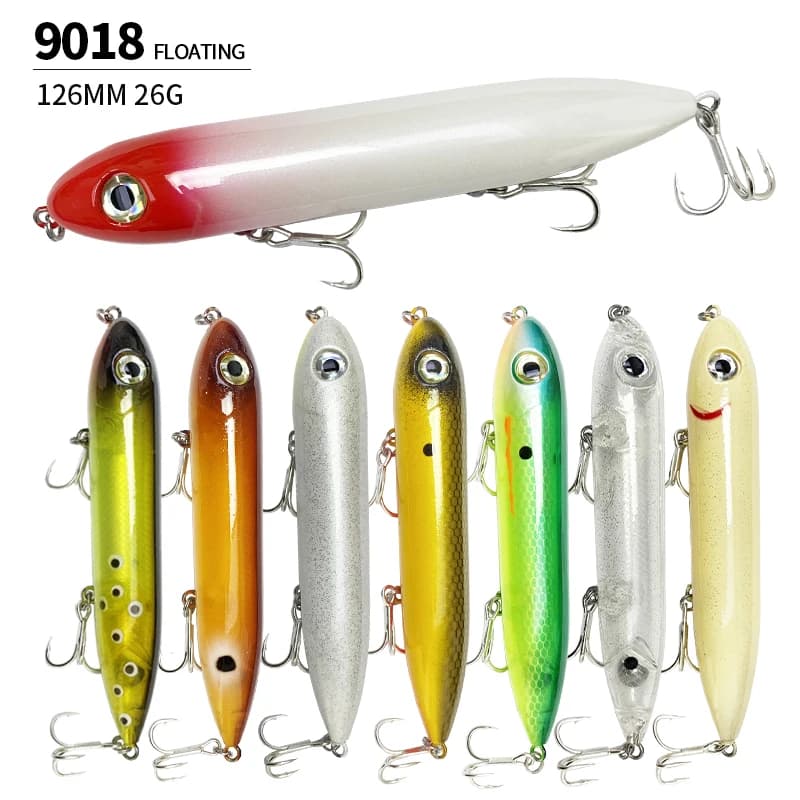 10pcs Walking Fishing Lure 126mm 26g Saltwater Super Spook Pencil Lure Walk the dog Topwater Wobbler With Treble Hooks Fish Bait
