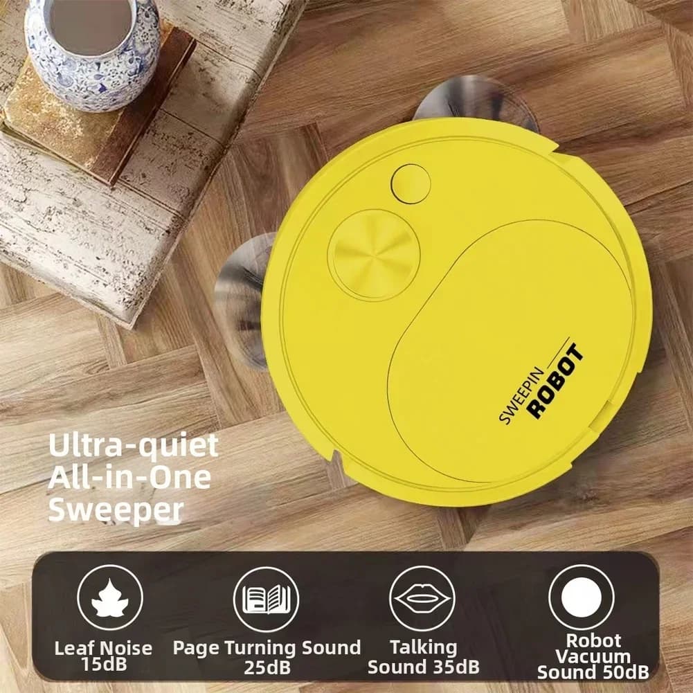 Robot Aspirapolvere 3-in-1 per Uso Domestico con Funzioni di Spazzatura, Aspirazione e Lavaggio, Navigazione Casuale