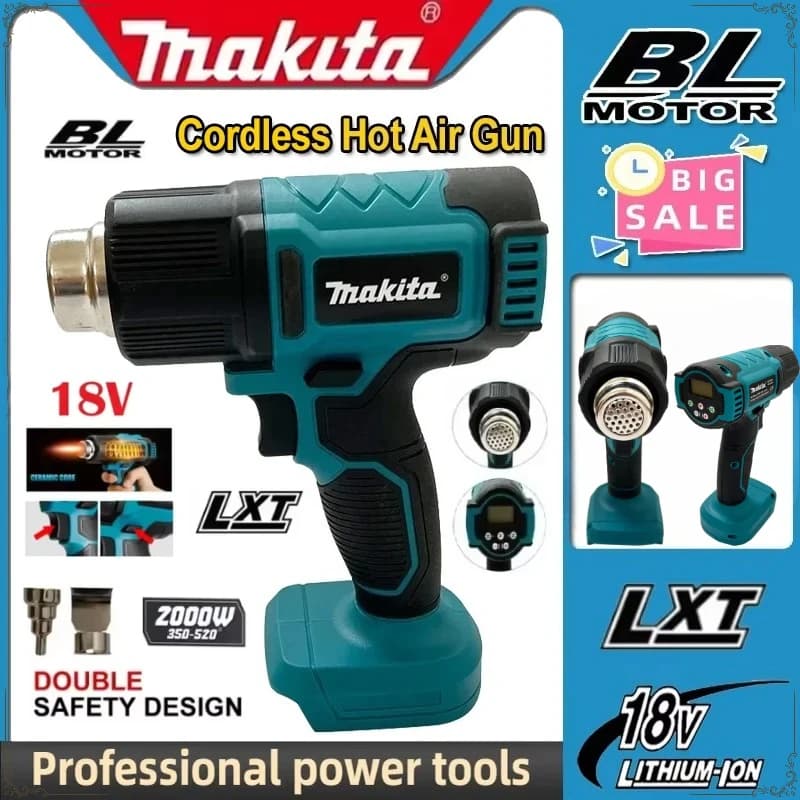 Utensile Elettrico Makita 550 ° Pistola Termica a Controllo di Temperatura, Senza Fili, con Display LED, Strumento di Saldatura e Soffiatore Termico